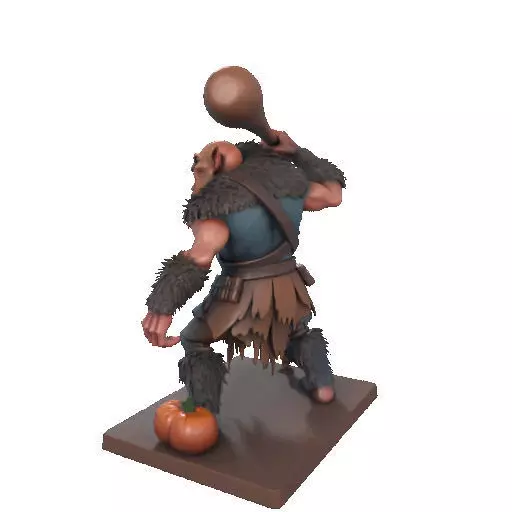 2517 Two Headed Troll with Club 3D Printed Statue 3D print model_28