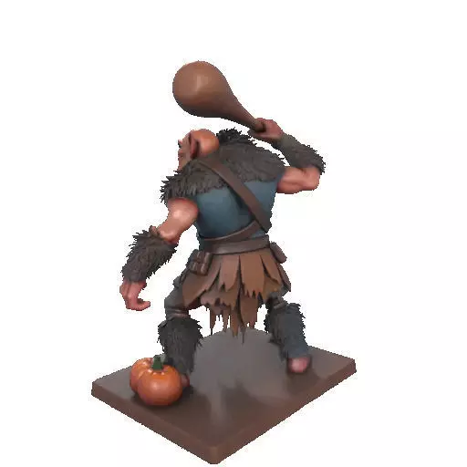 2517 Two Headed Troll with Club 3D Printed Statue 3D print model_27