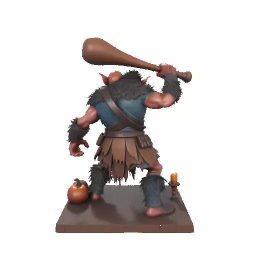 2517 Two Headed Troll with Club 3D Printed Statue 3D print model_23