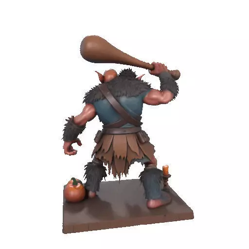 2517 Two Headed Troll with Club 3D Printed Statue 3D print model_24