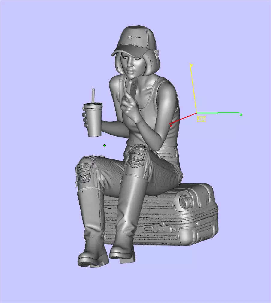 Girl sitting and resting 3D print model