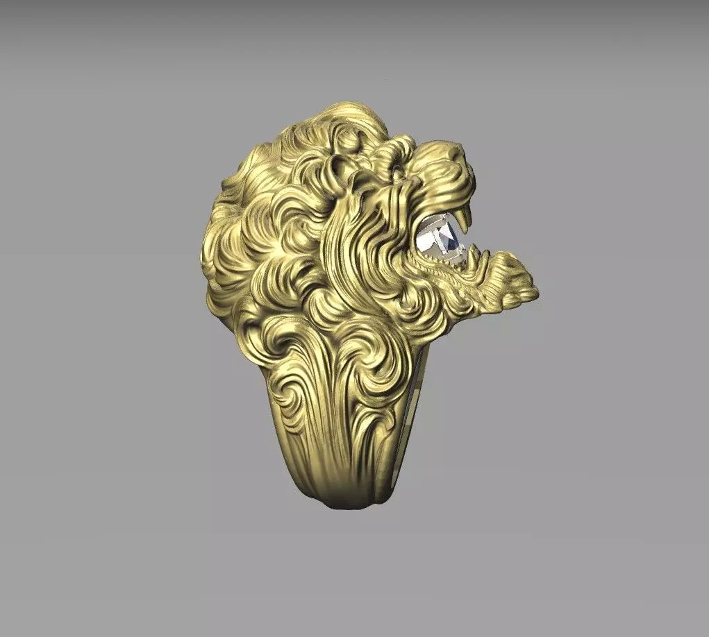 Lion Ring 3D print model_10