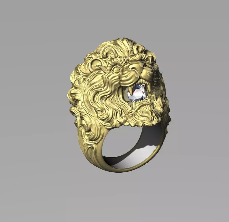 Lion Ring 3D print model_9