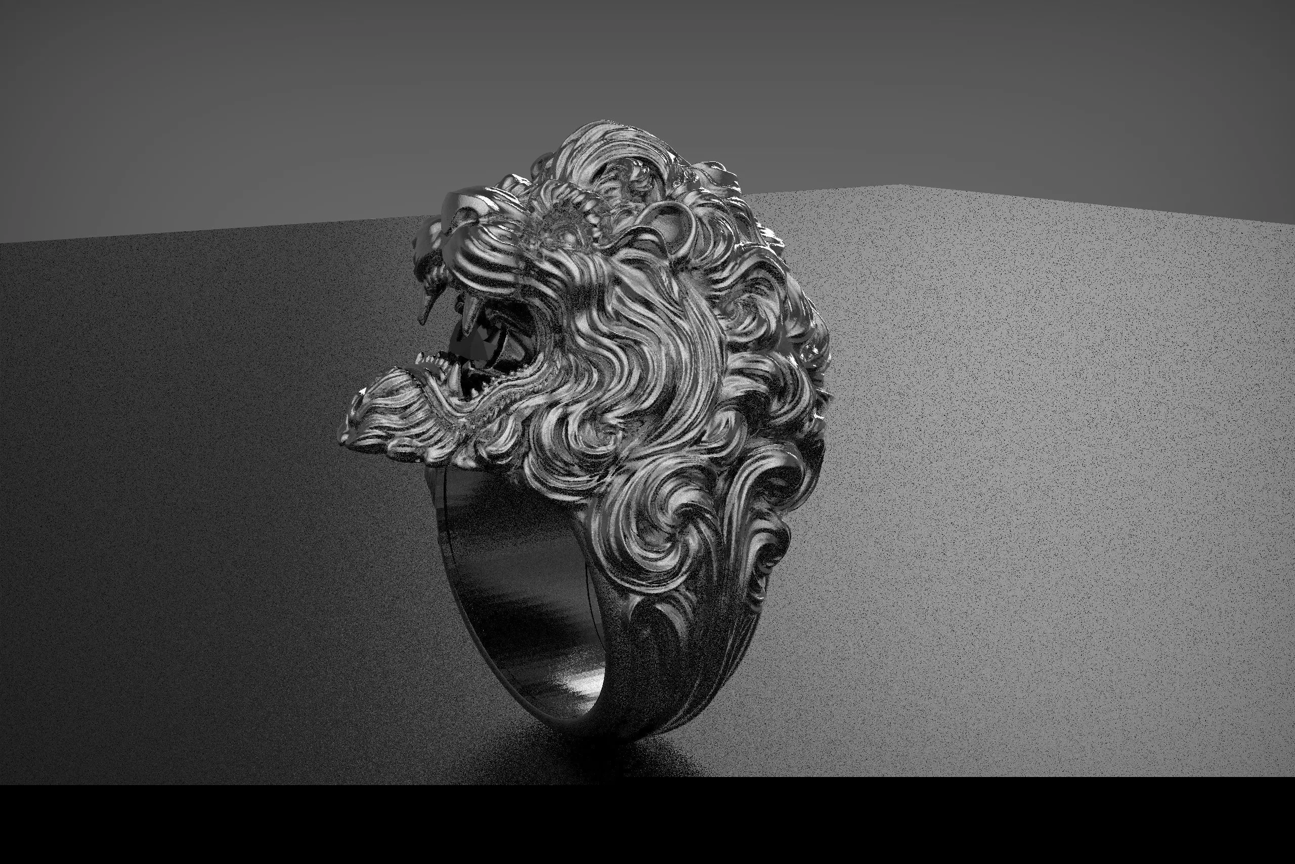 Lion Ring 3D print model_4
