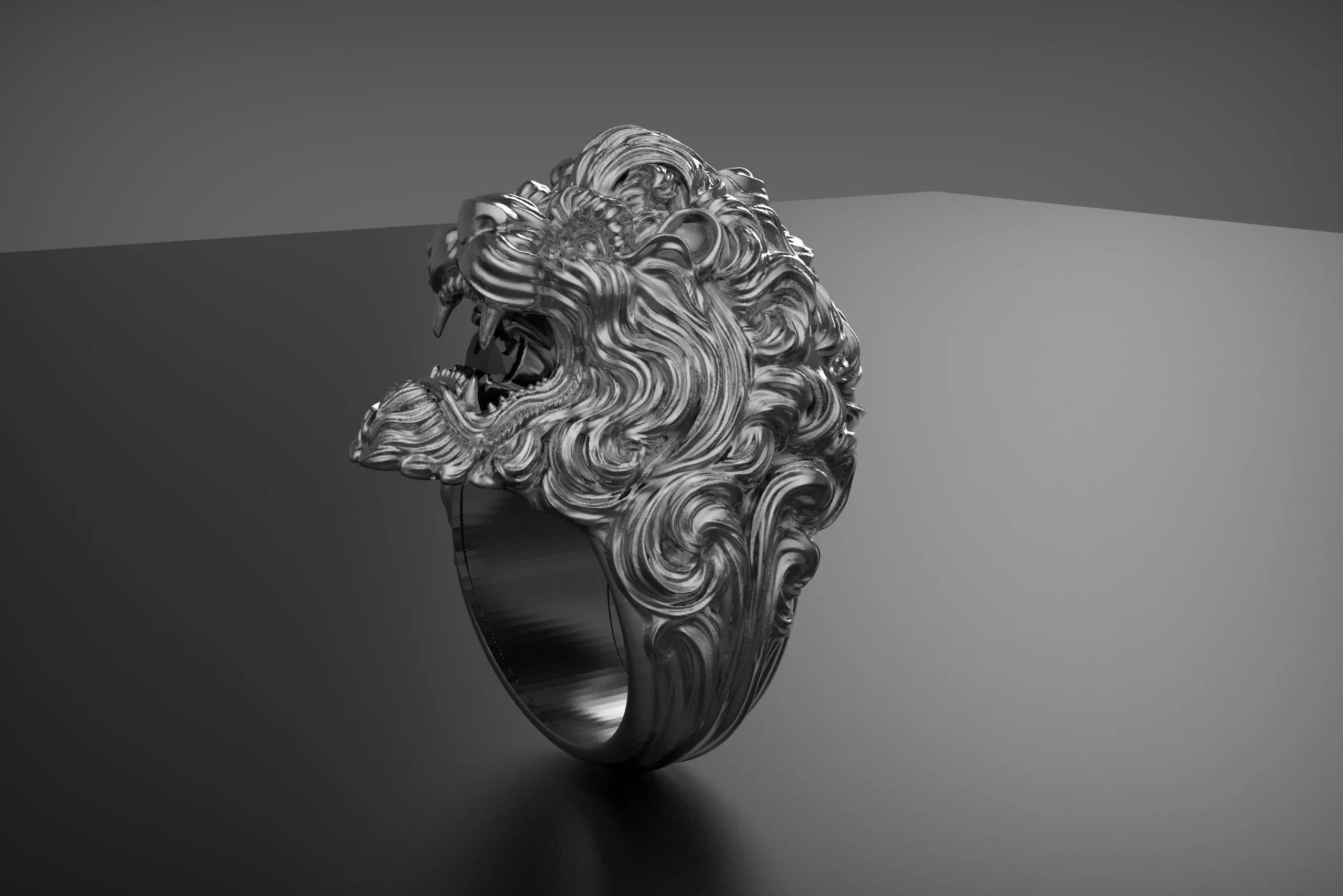Lion Ring 3D print model_8