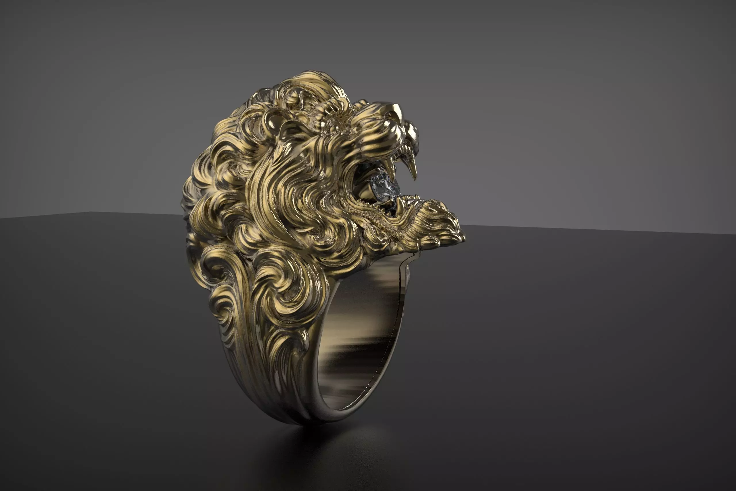 Lion Ring 3D print model_2