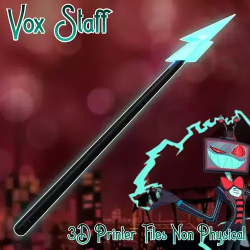 Vox Lightning Cosplay Staff Cane Hazbin Hotel 3D print model