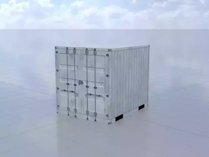 Shipping Container light gray 10ft Low-poly 3D model