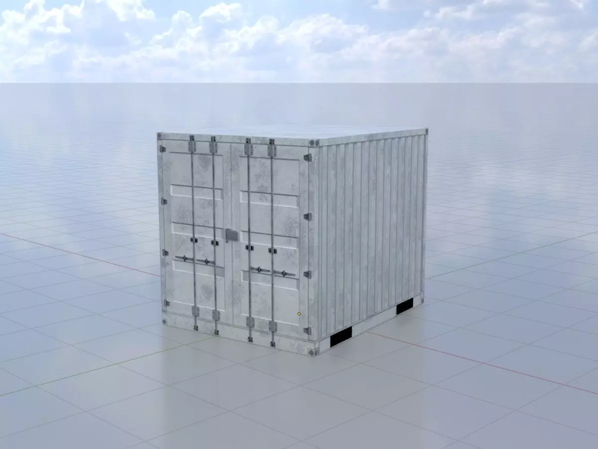 Shipping Container light gray 10ft Low-poly 3D model_0