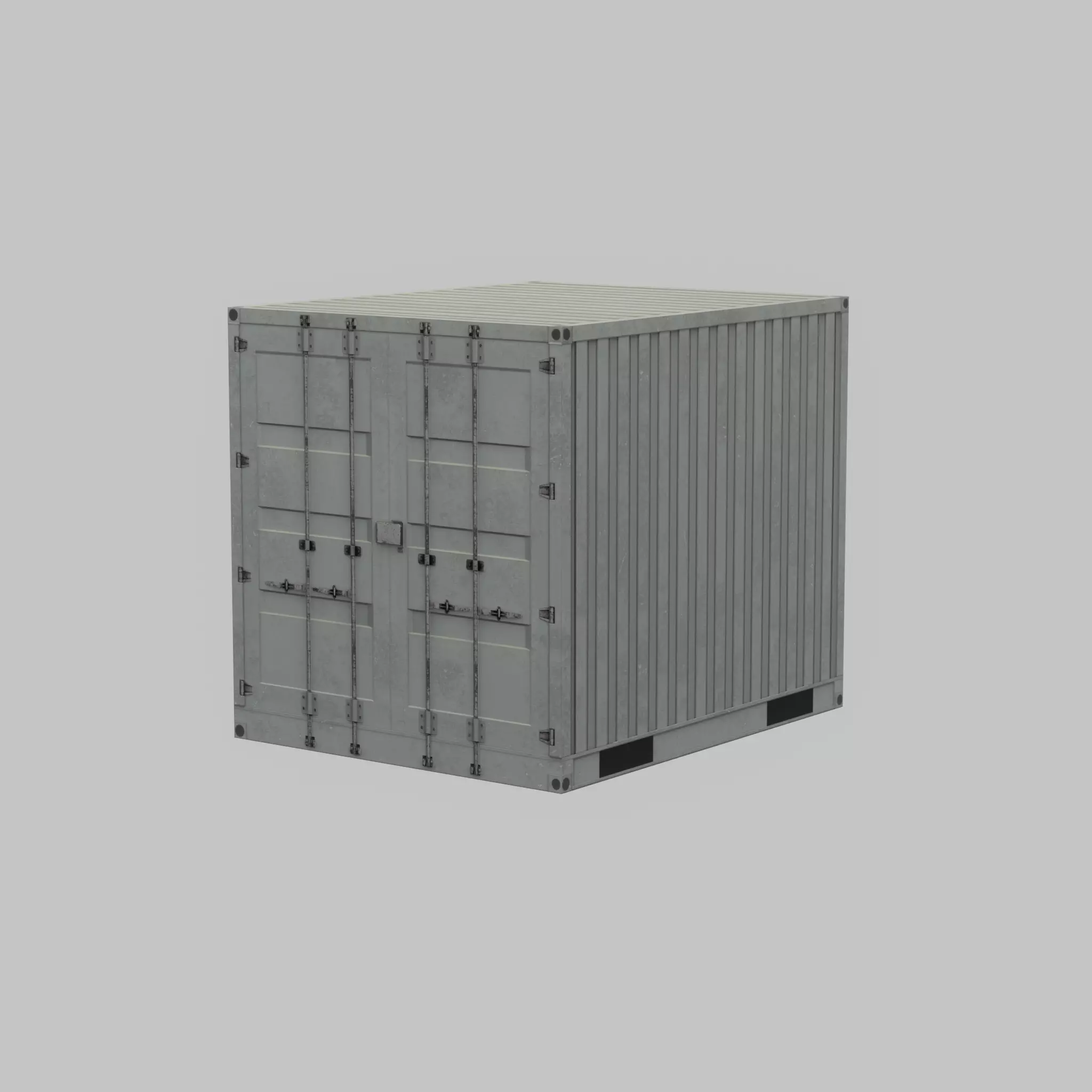 Shipping Container light gray 10ft Low-poly 3D model_62