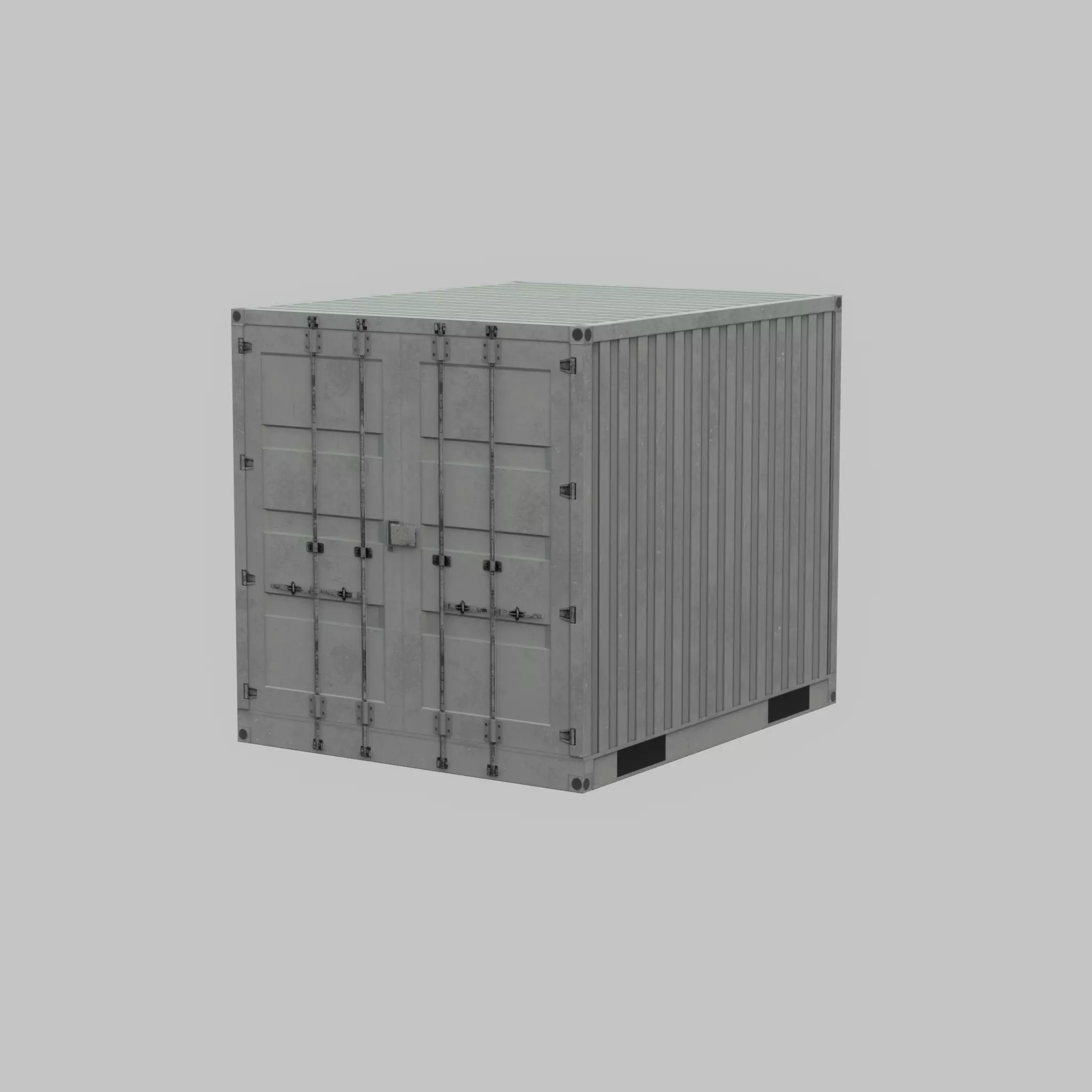 Shipping Container light gray 10ft Low-poly 3D model_49