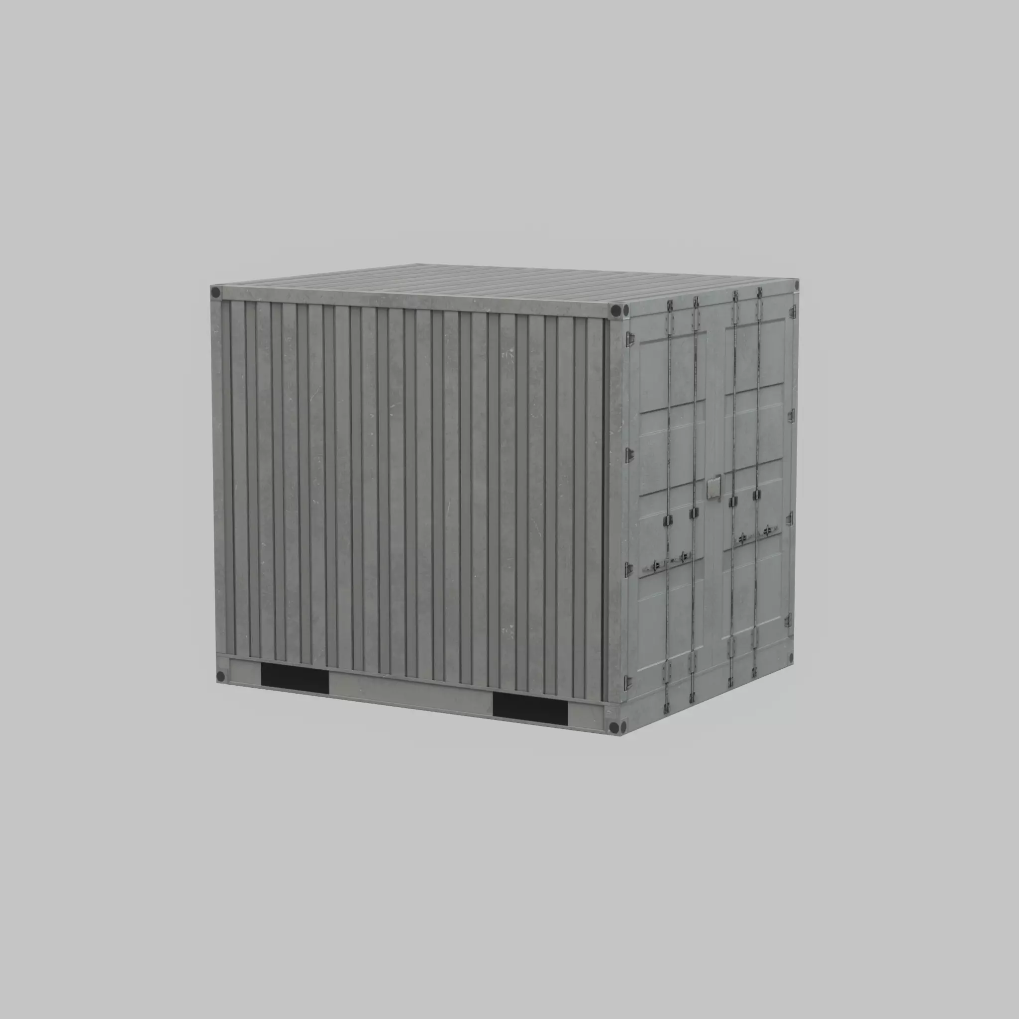 Shipping Container light gray 10ft Low-poly 3D model_39