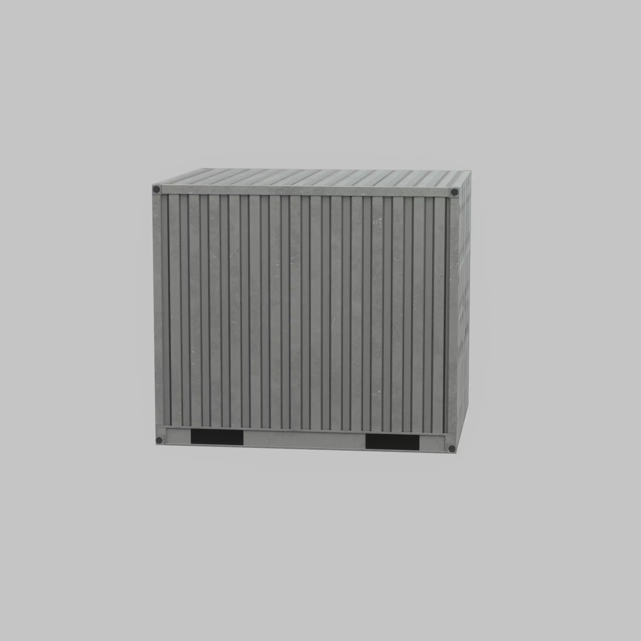 Shipping Container light gray 10ft Low-poly 3D model_32