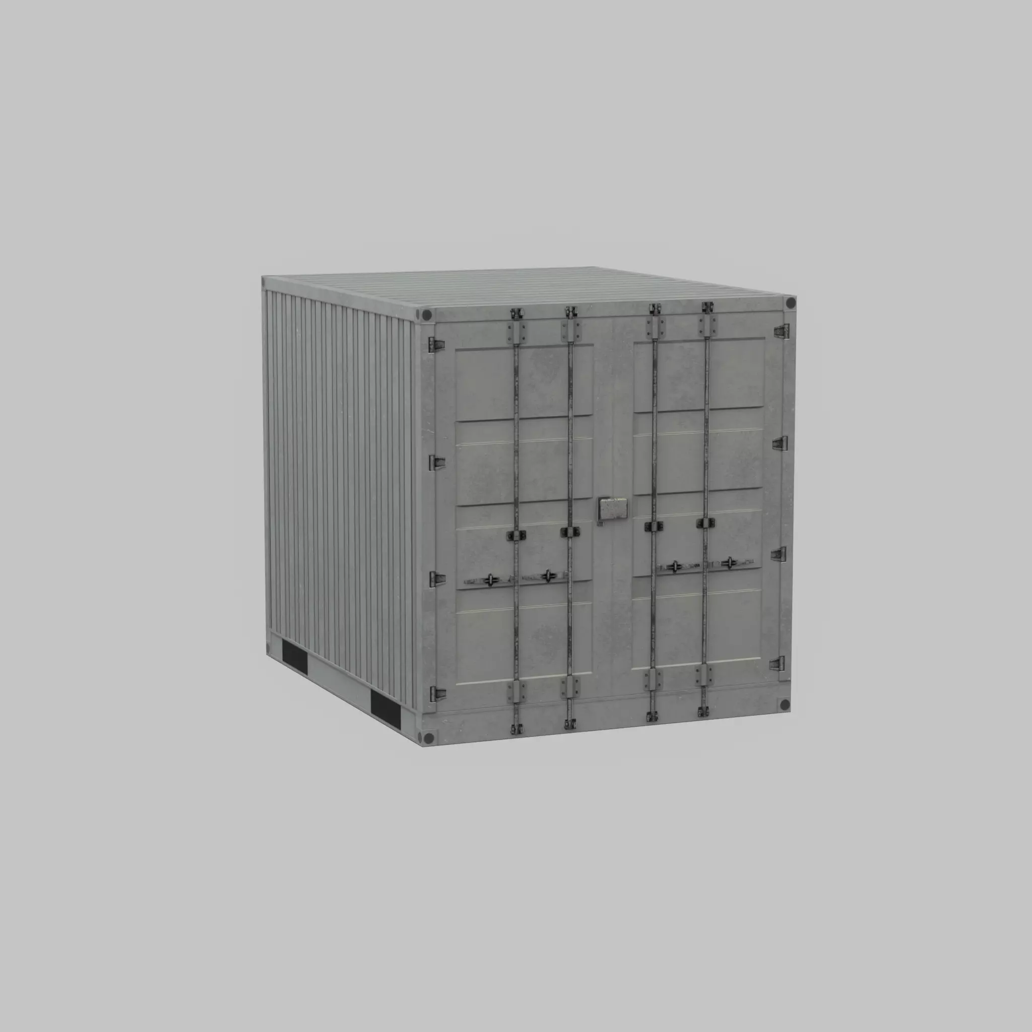 Shipping Container light gray 10ft Low-poly 3D model_31