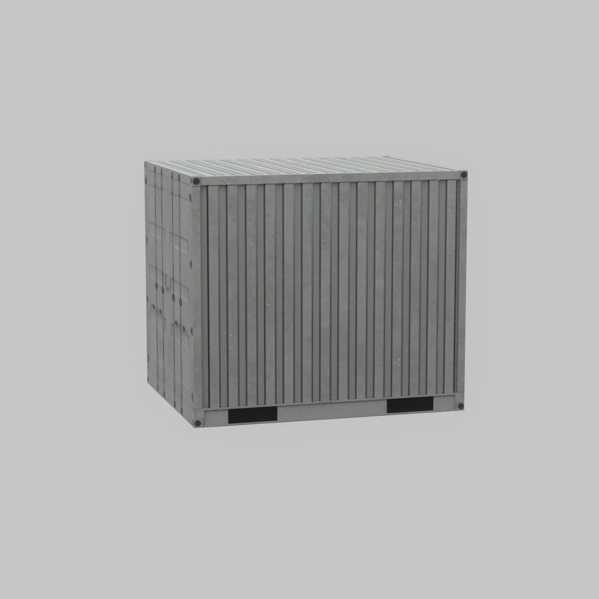 Shipping Container light gray 10ft Low-poly 3D model_40