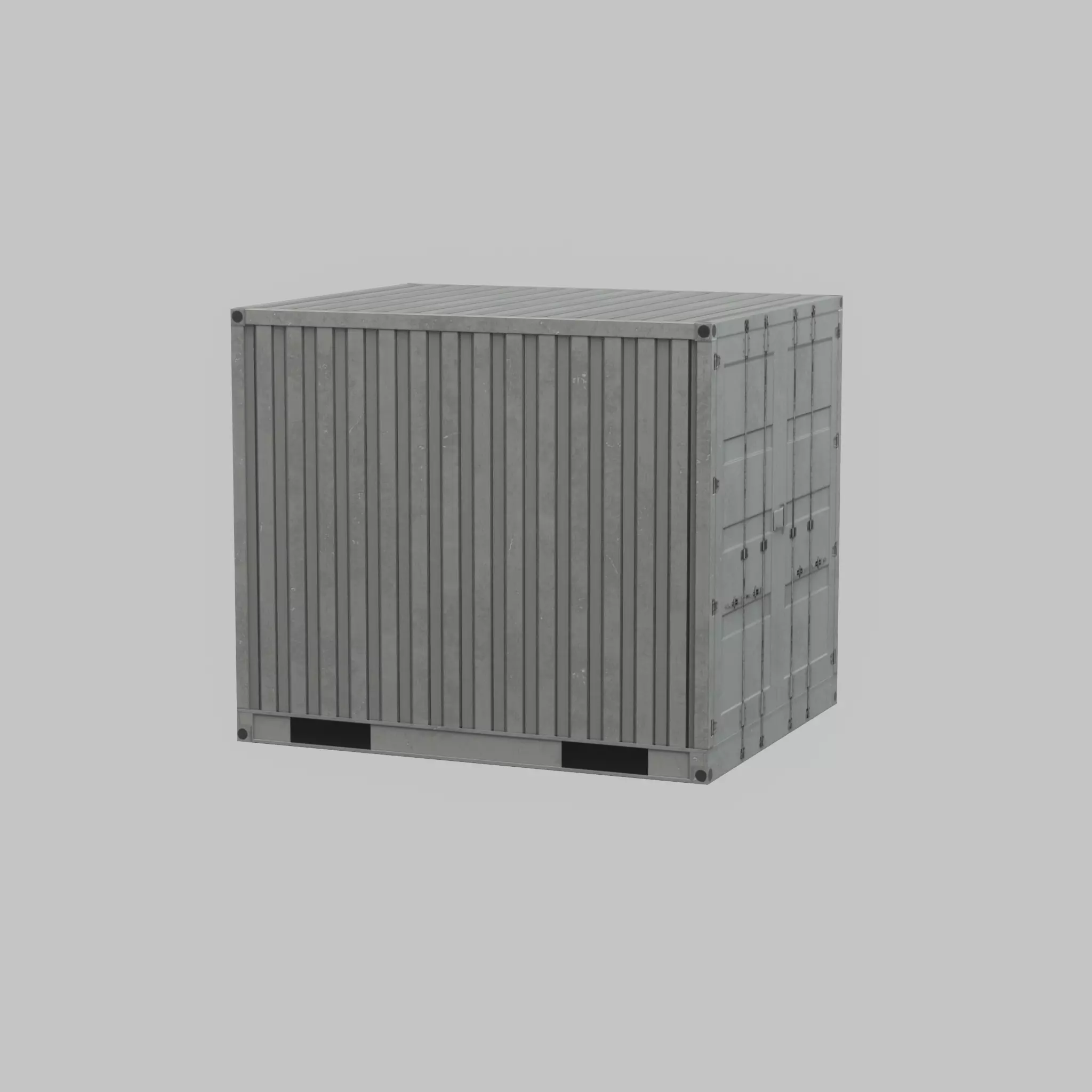 Shipping Container light gray 10ft Low-poly 3D model_46