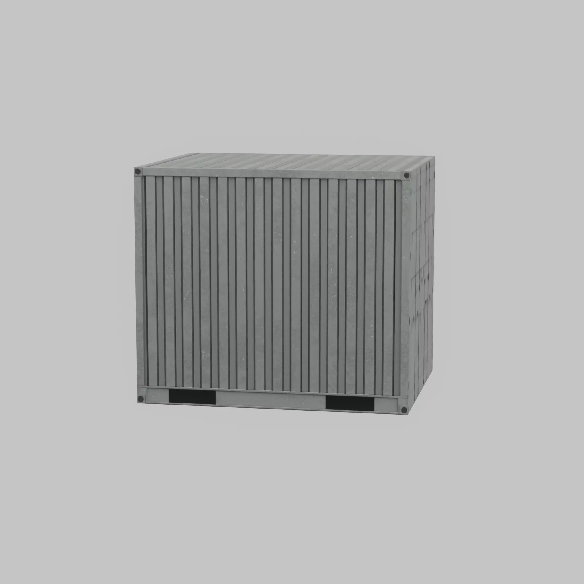 Shipping Container light gray 10ft Low-poly 3D model_38