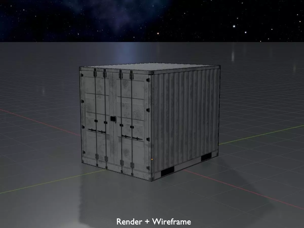 Shipping Container light gray 10ft Low-poly 3D model_8