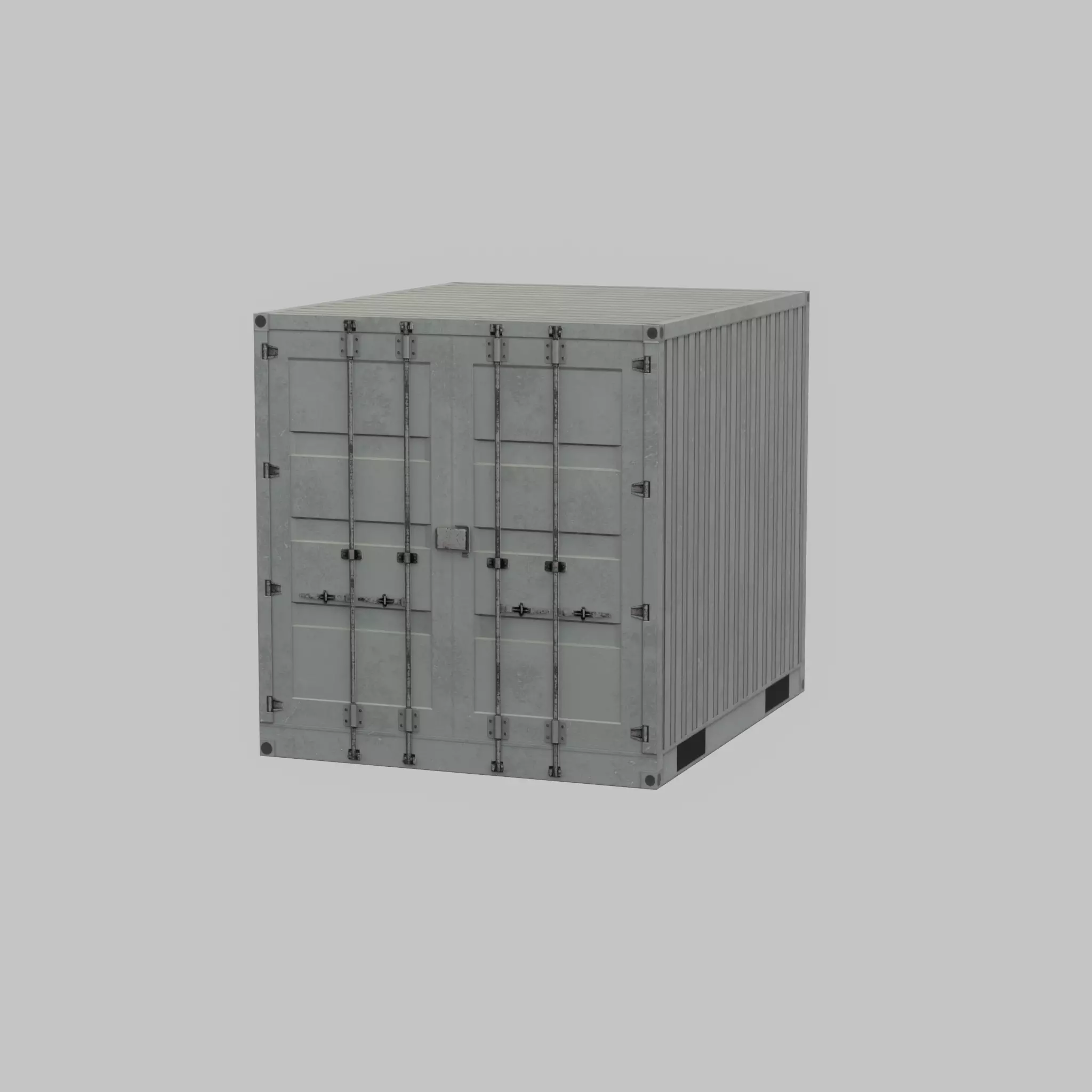 Shipping Container light gray 10ft Low-poly 3D model_64