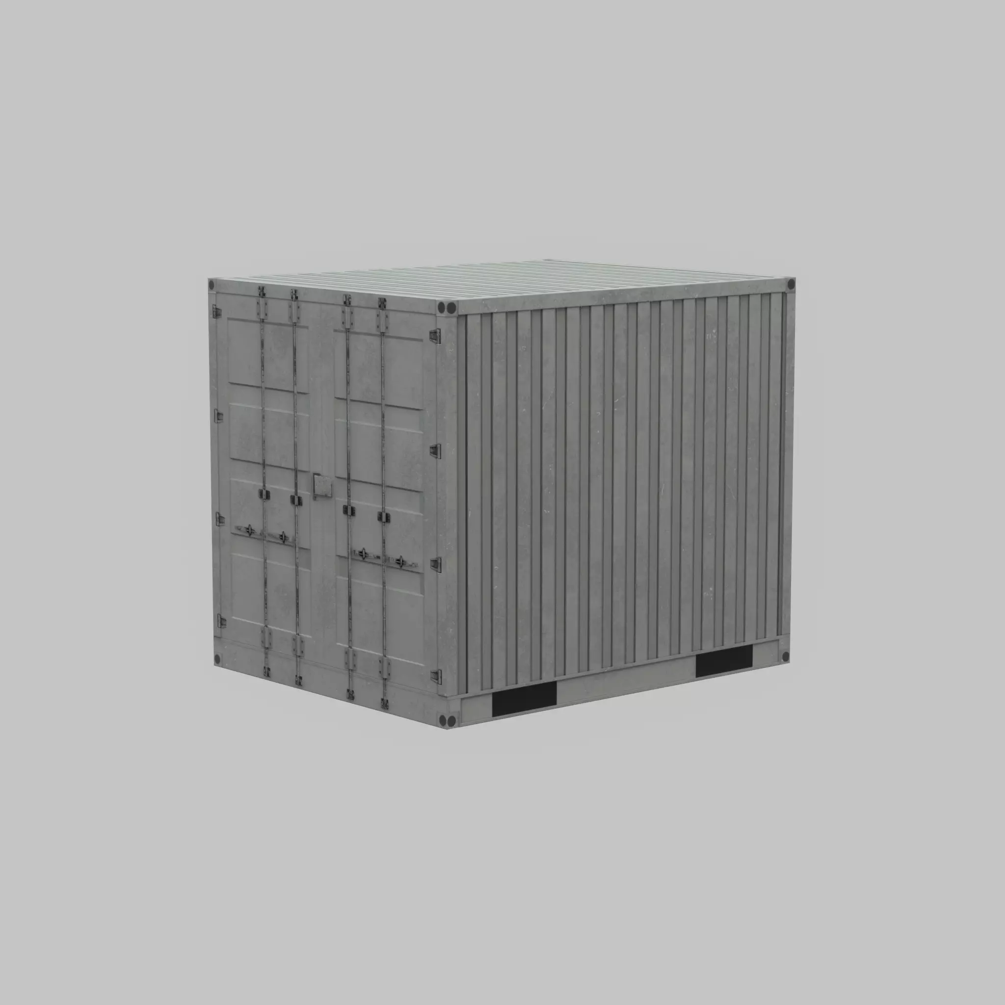 Shipping Container light gray 10ft Low-poly 3D model_61