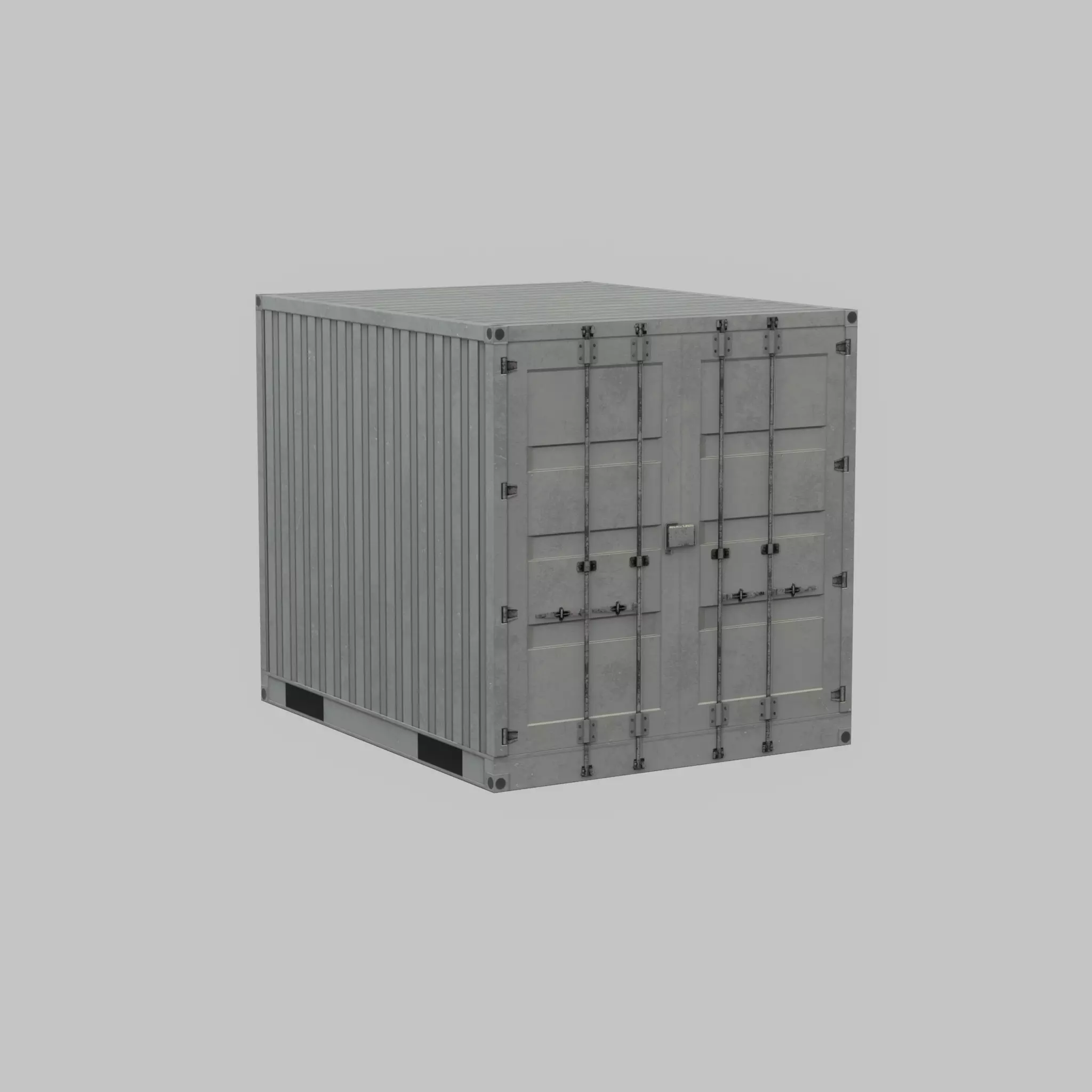 Shipping Container light gray 10ft Low-poly 3D model_33