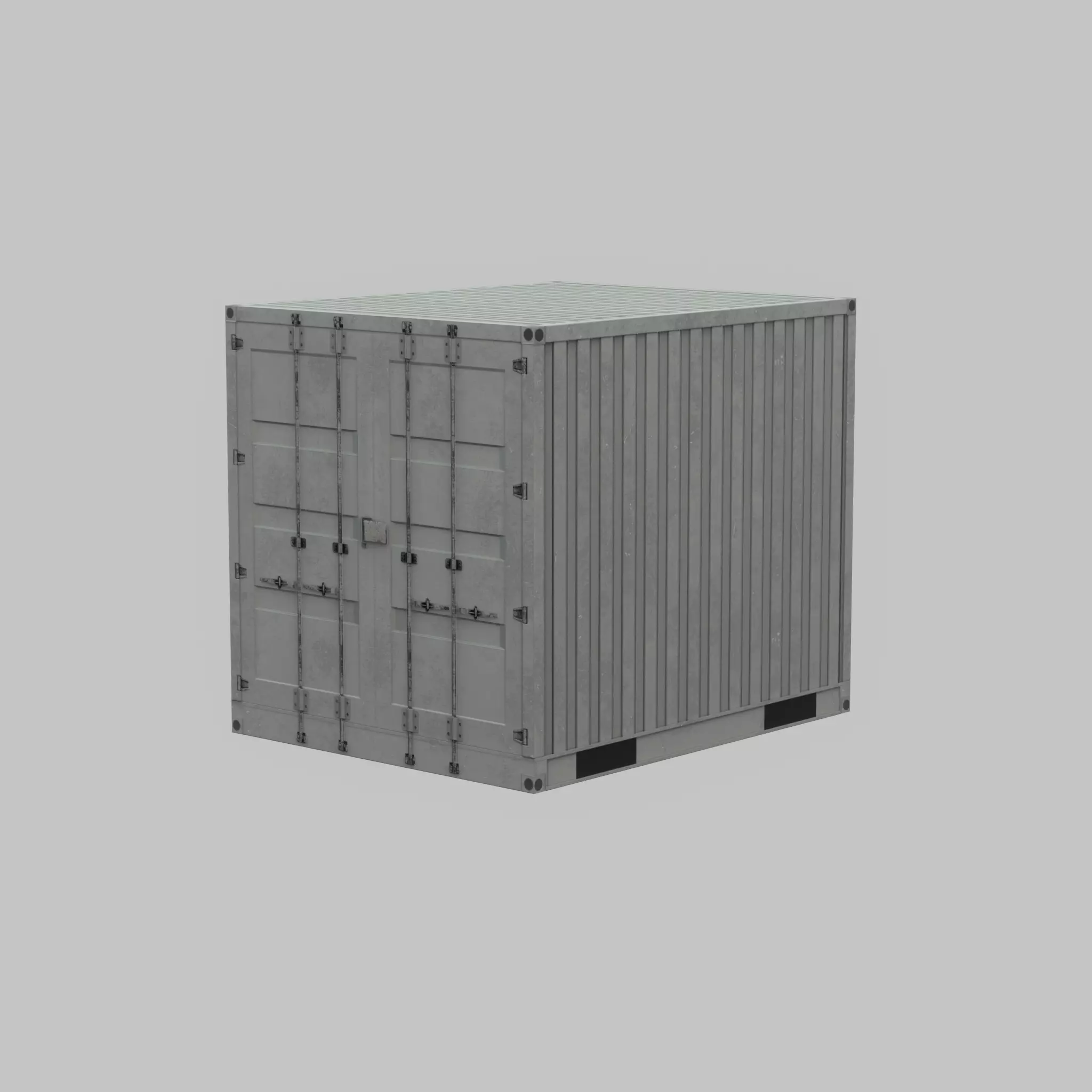 Shipping Container light gray 10ft Low-poly 3D model_69