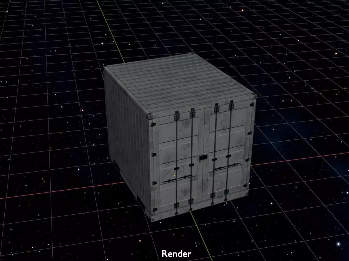 Shipping Container light gray 10ft Low-poly 3D model_18