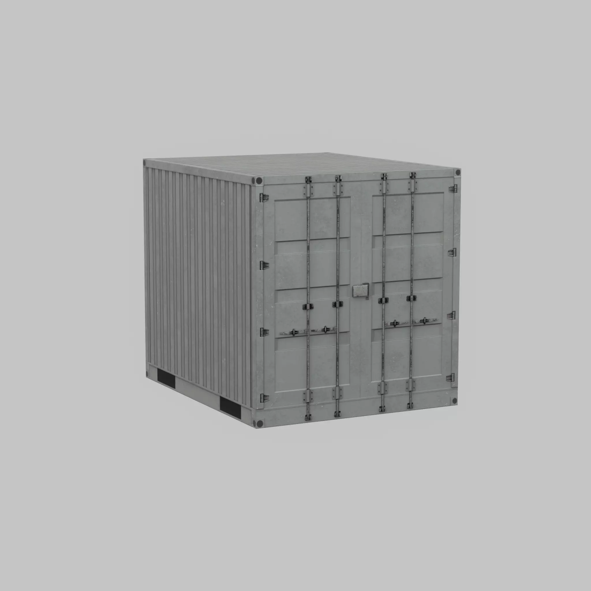 Shipping Container light gray 10ft Low-poly 3D model_42