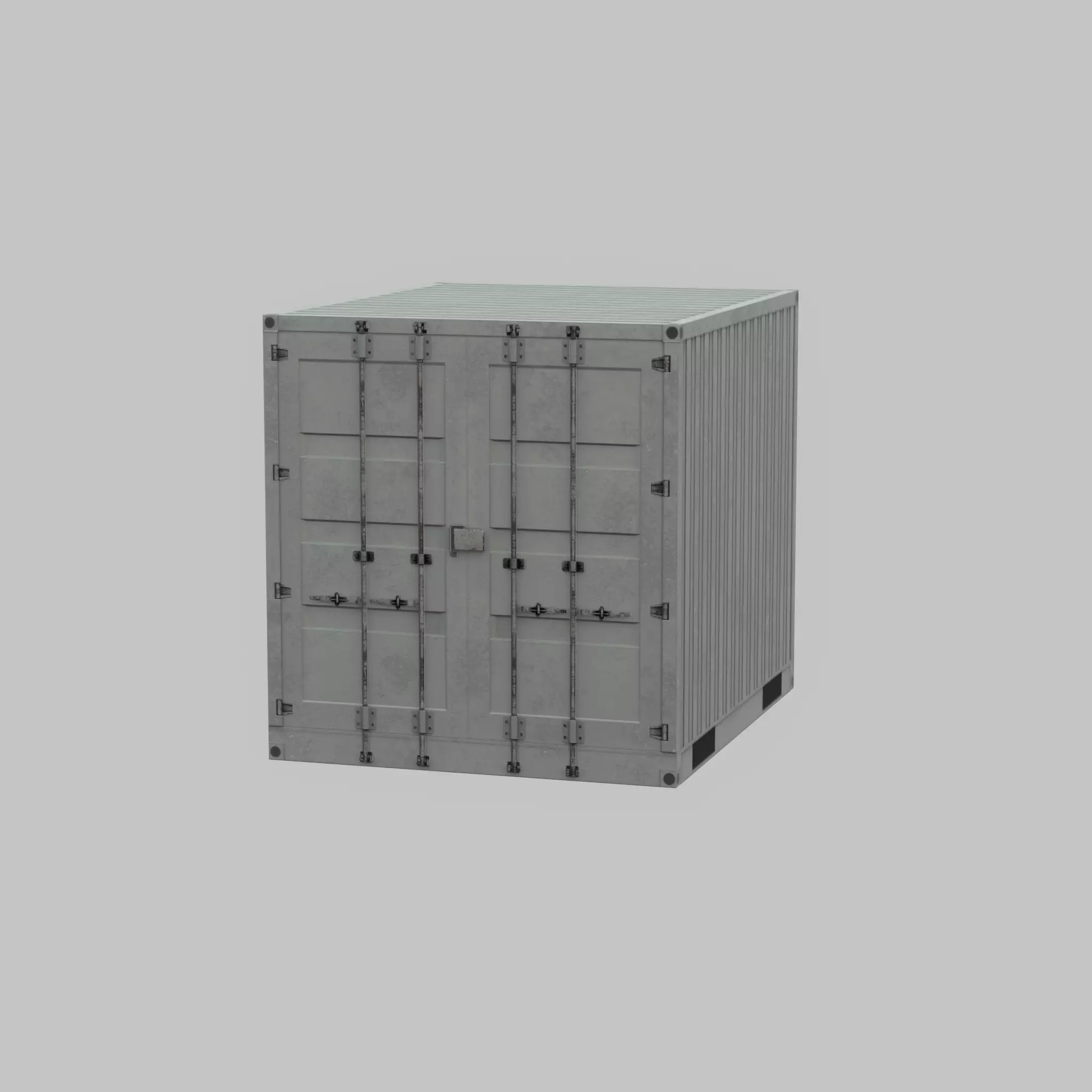 Shipping Container light gray 10ft Low-poly 3D model_50