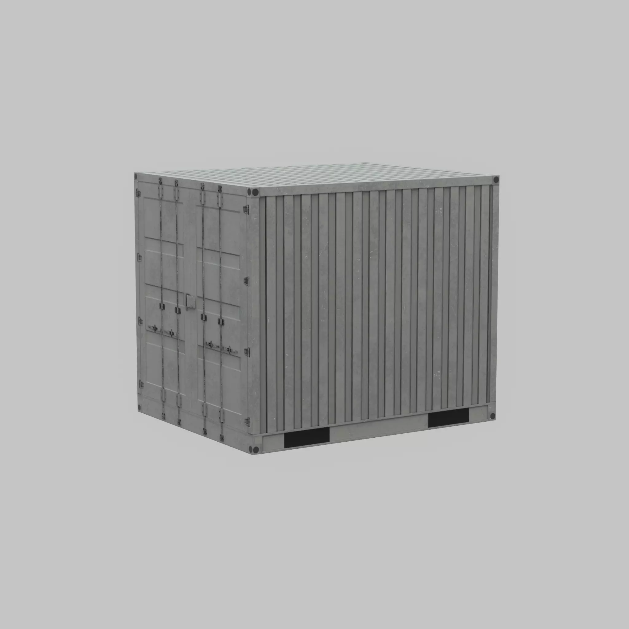 Shipping Container light gray 10ft Low-poly 3D model_52