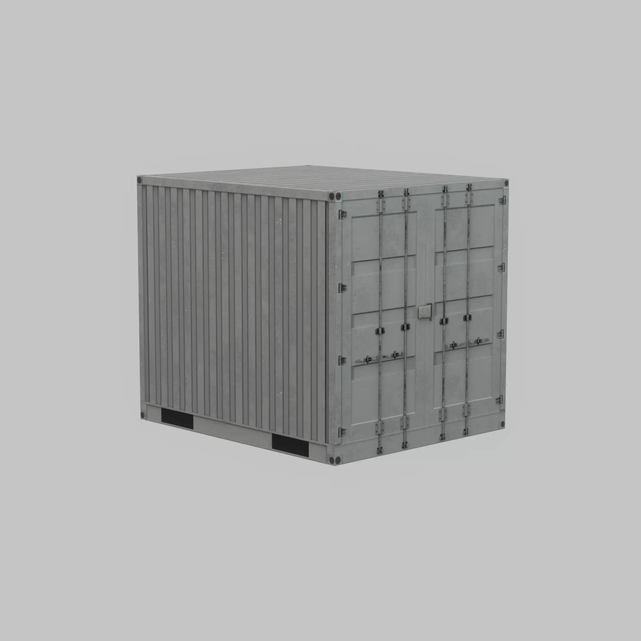 Shipping Container light gray 10ft Low-poly 3D model_65