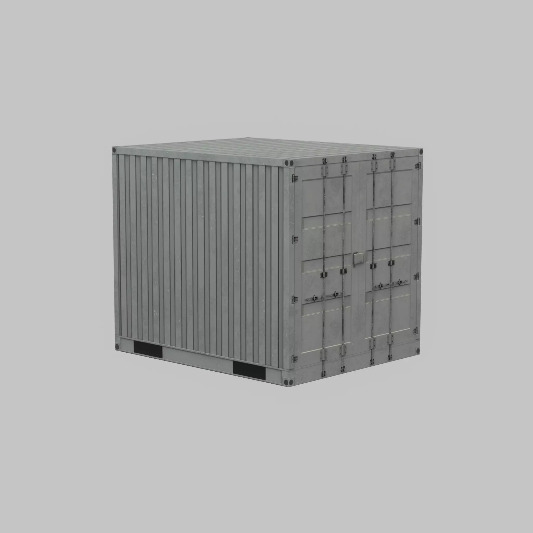 Shipping Container light gray 10ft Low-poly 3D model_66