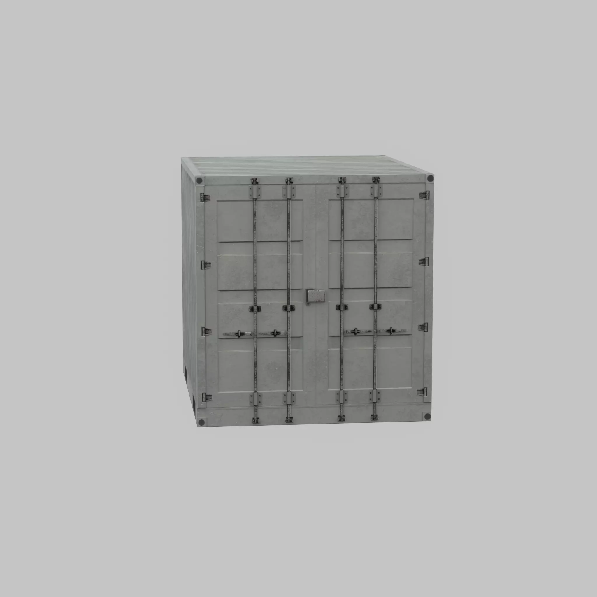Shipping Container light gray 10ft Low-poly 3D model_36