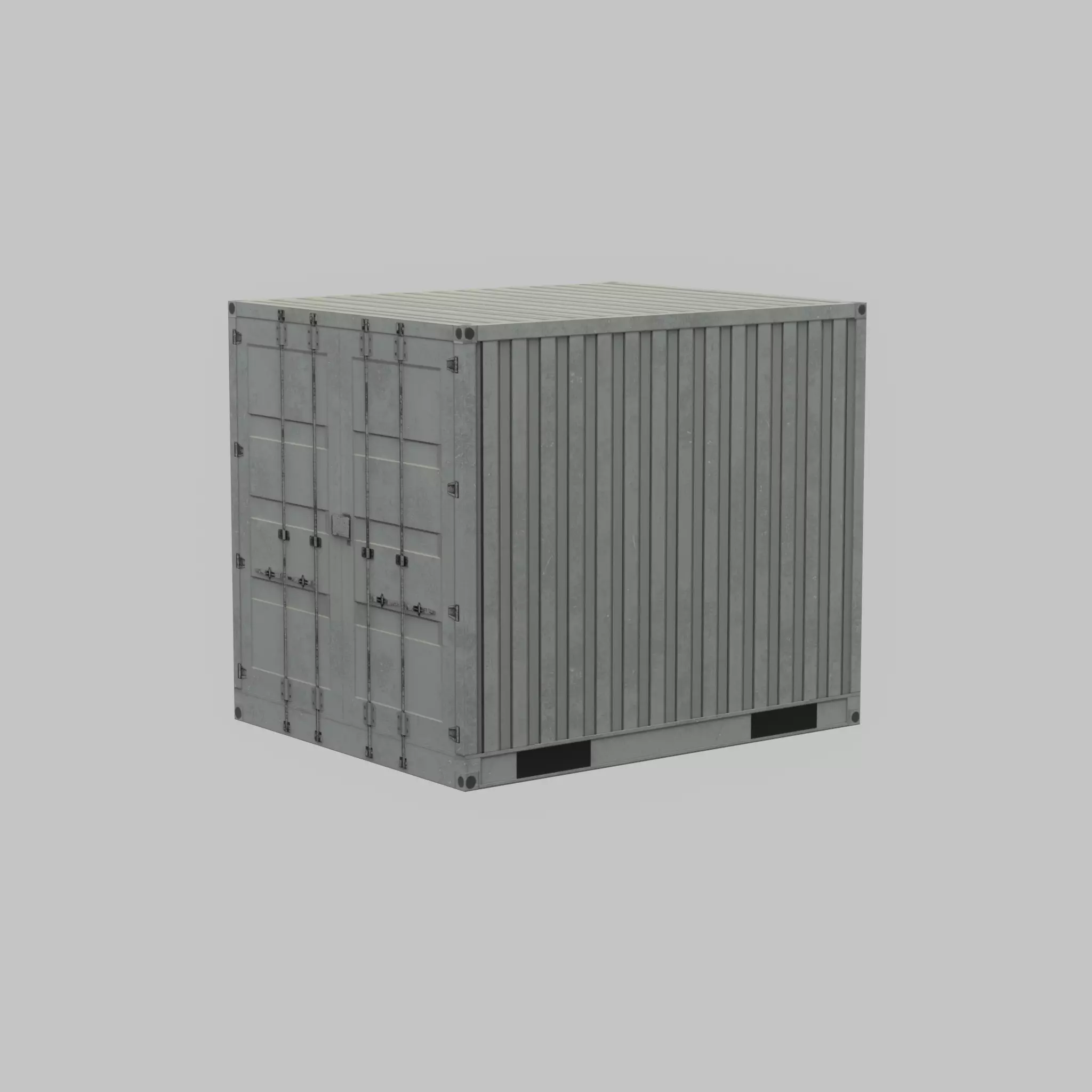 Shipping Container light gray 10ft Low-poly 3D model_68