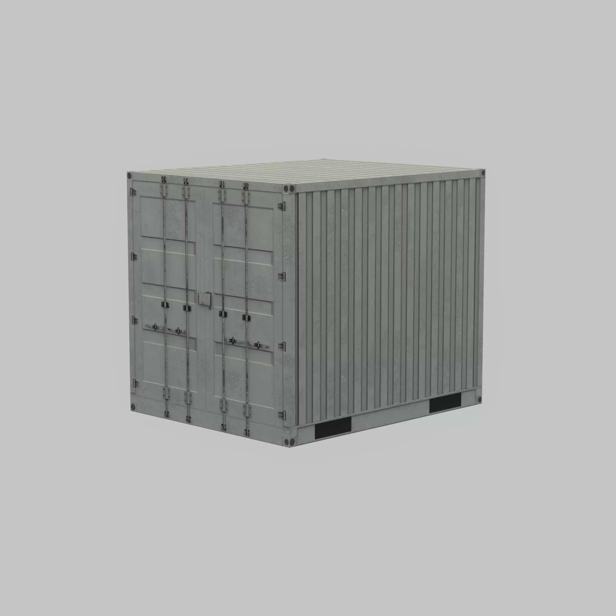 Shipping Container light gray 10ft Low-poly 3D model_26