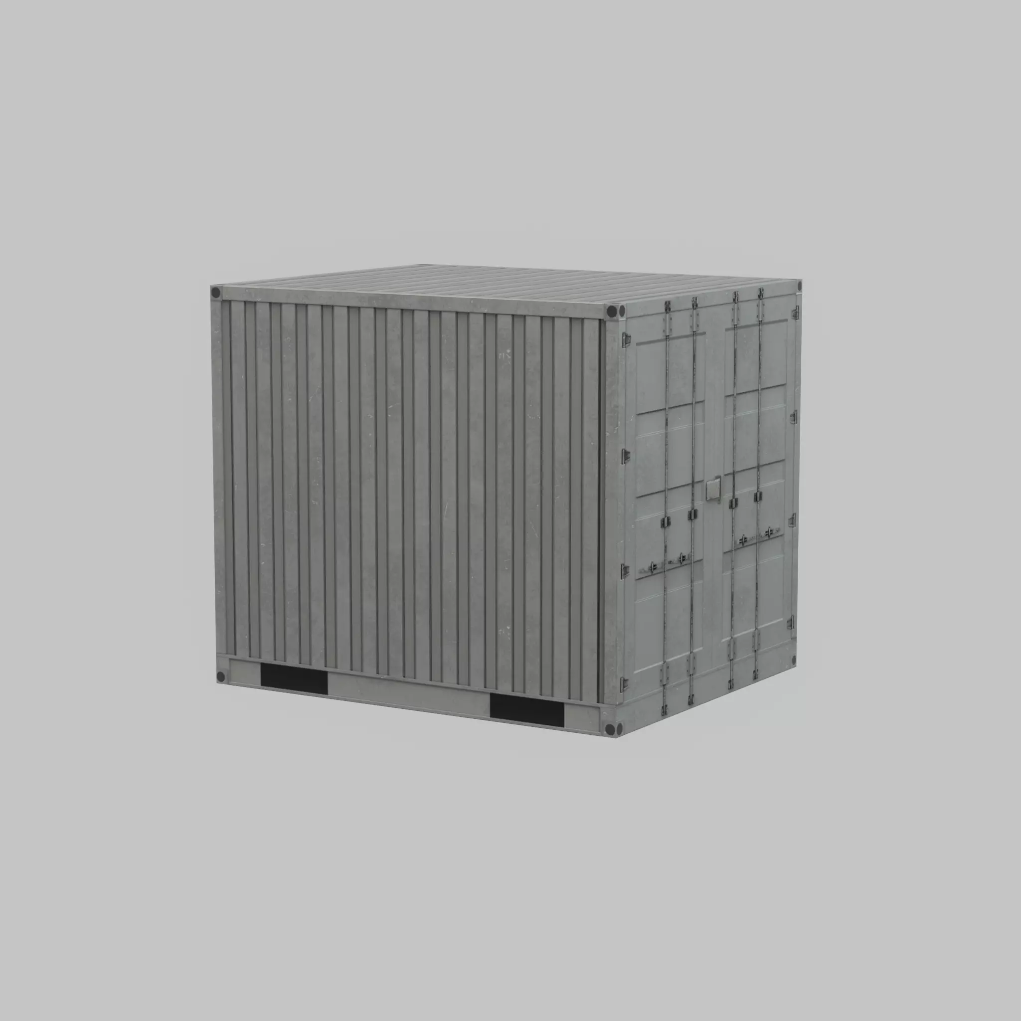 Shipping Container light gray 10ft Low-poly 3D model_70
