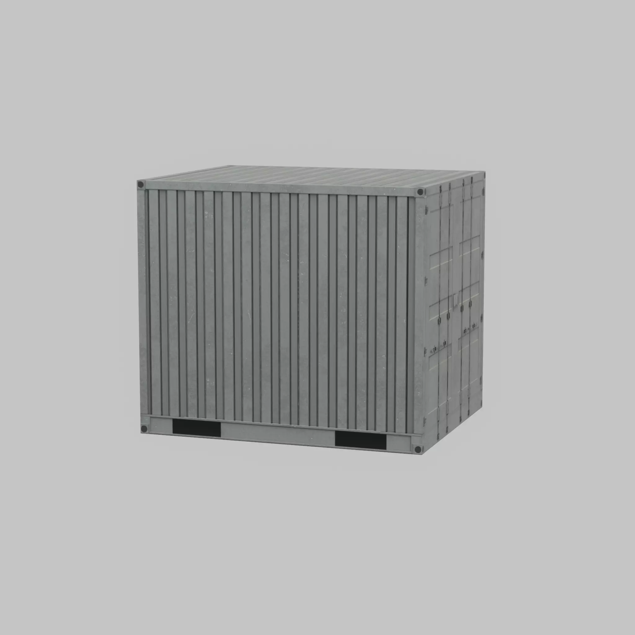 Shipping Container light gray 10ft Low-poly 3D model_53