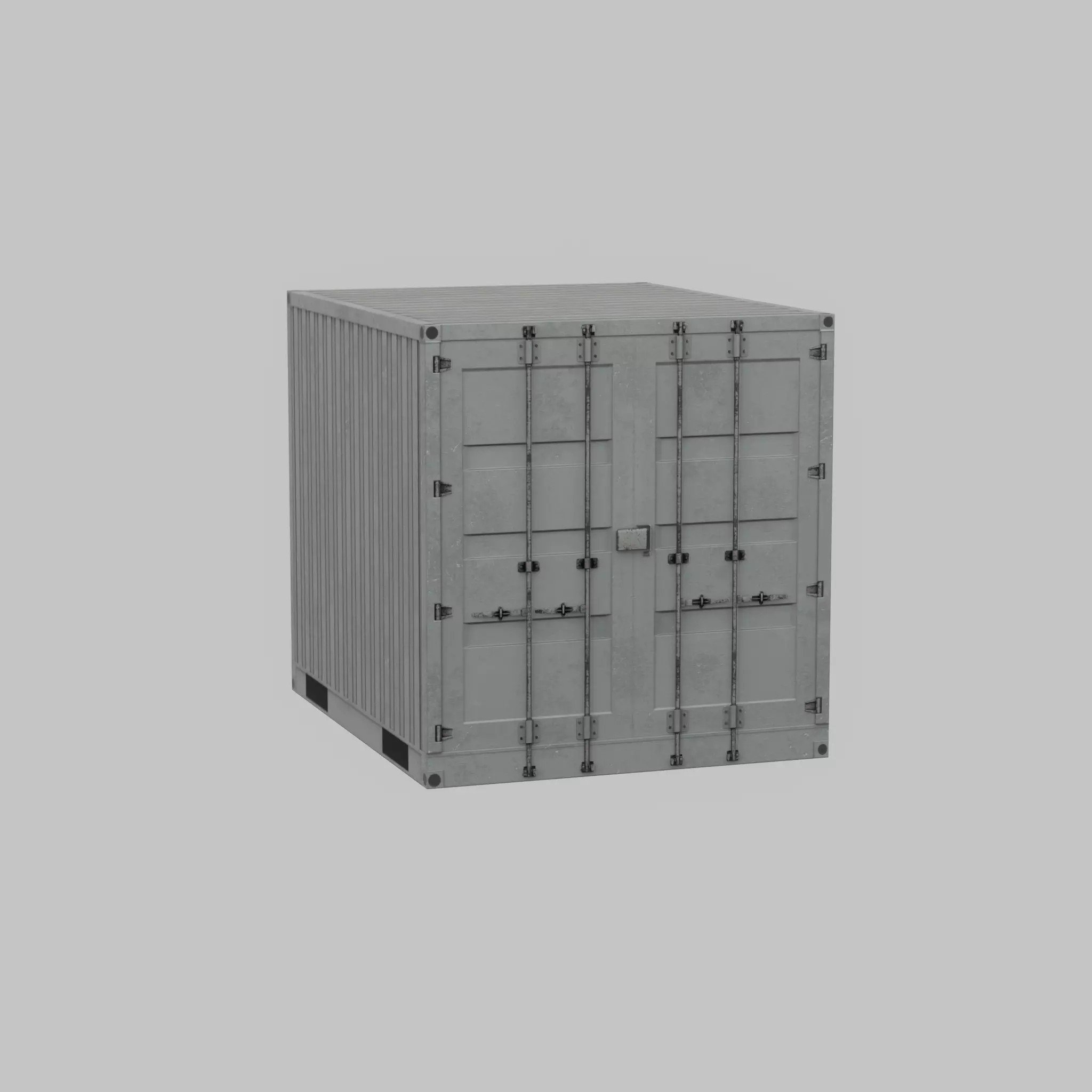 Shipping Container light gray 10ft Low-poly 3D model_41
