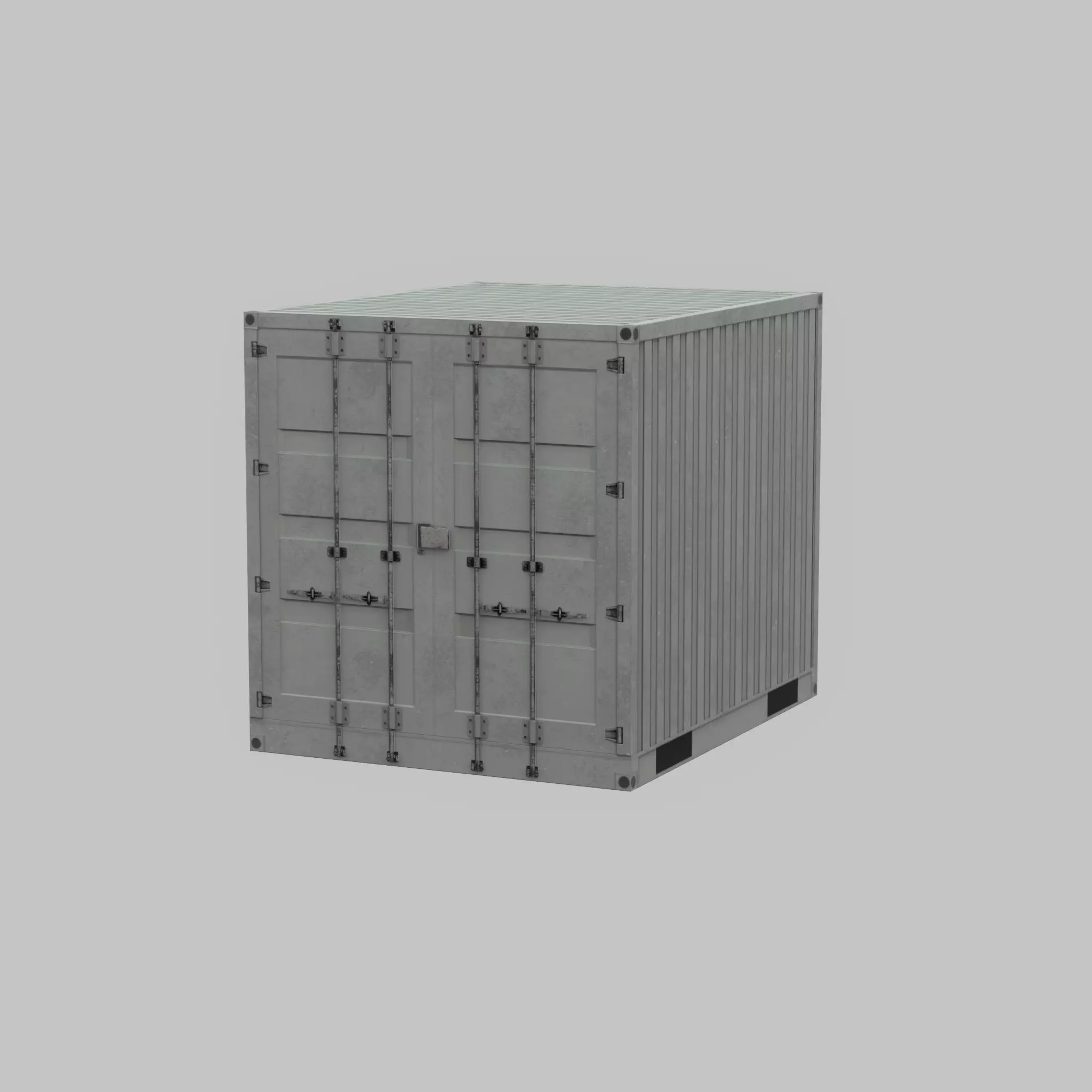 Shipping Container light gray 10ft Low-poly 3D model_51