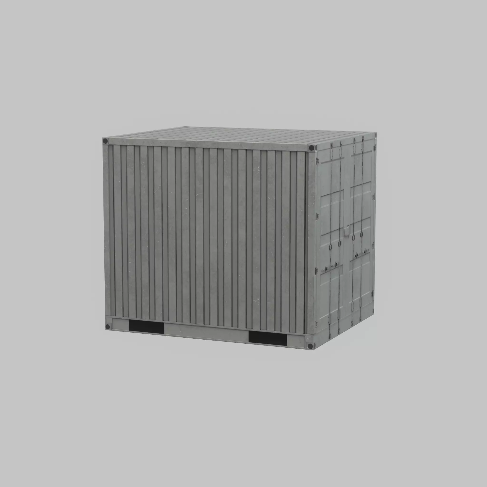 Shipping Container light gray 10ft Low-poly 3D model_67