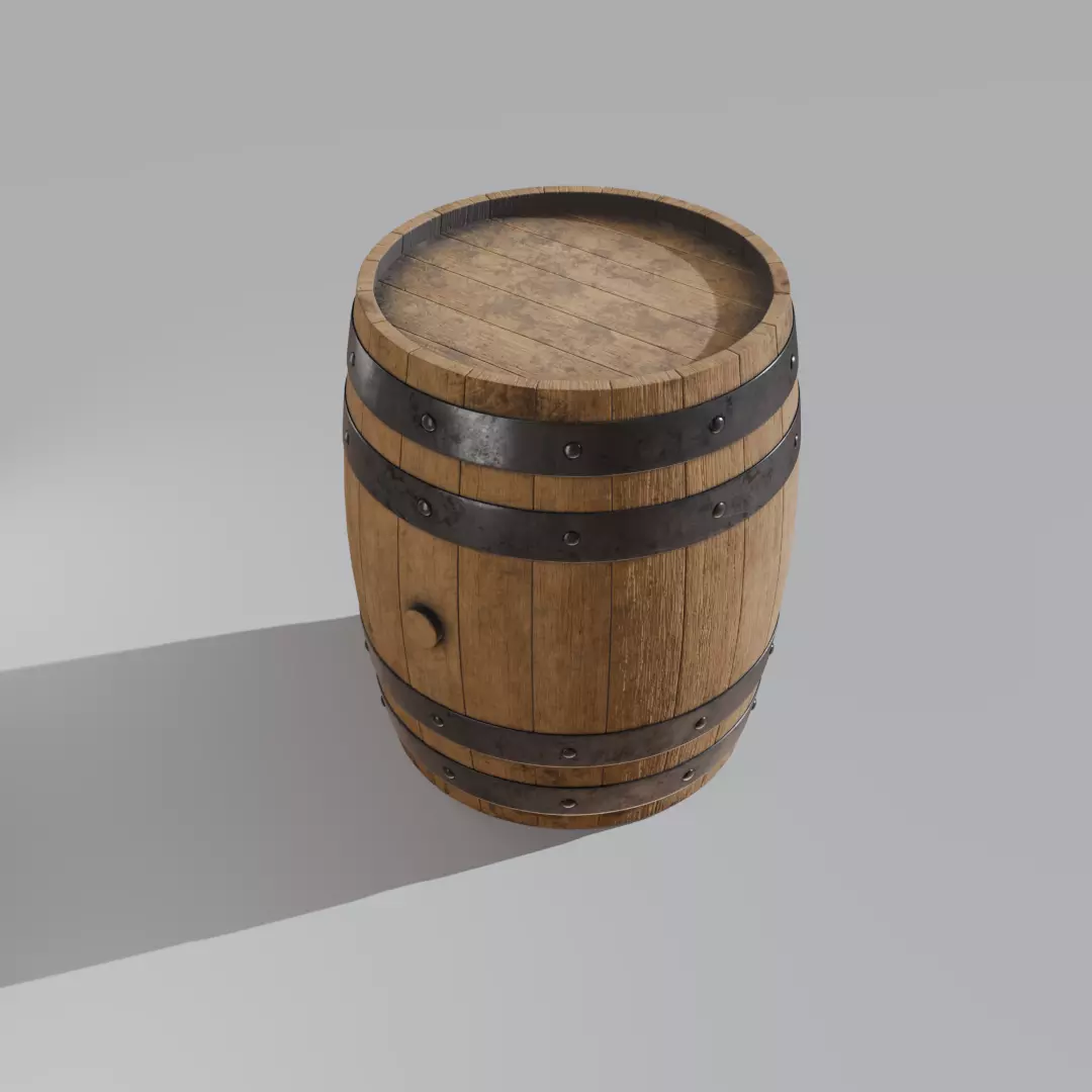 Wooden Barrel Low-poly 3D model