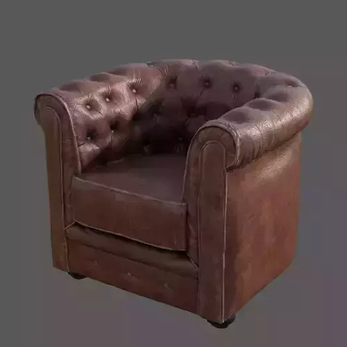 Luxury Distressed Brown Leather Chesterfield Armchair 4K PBR