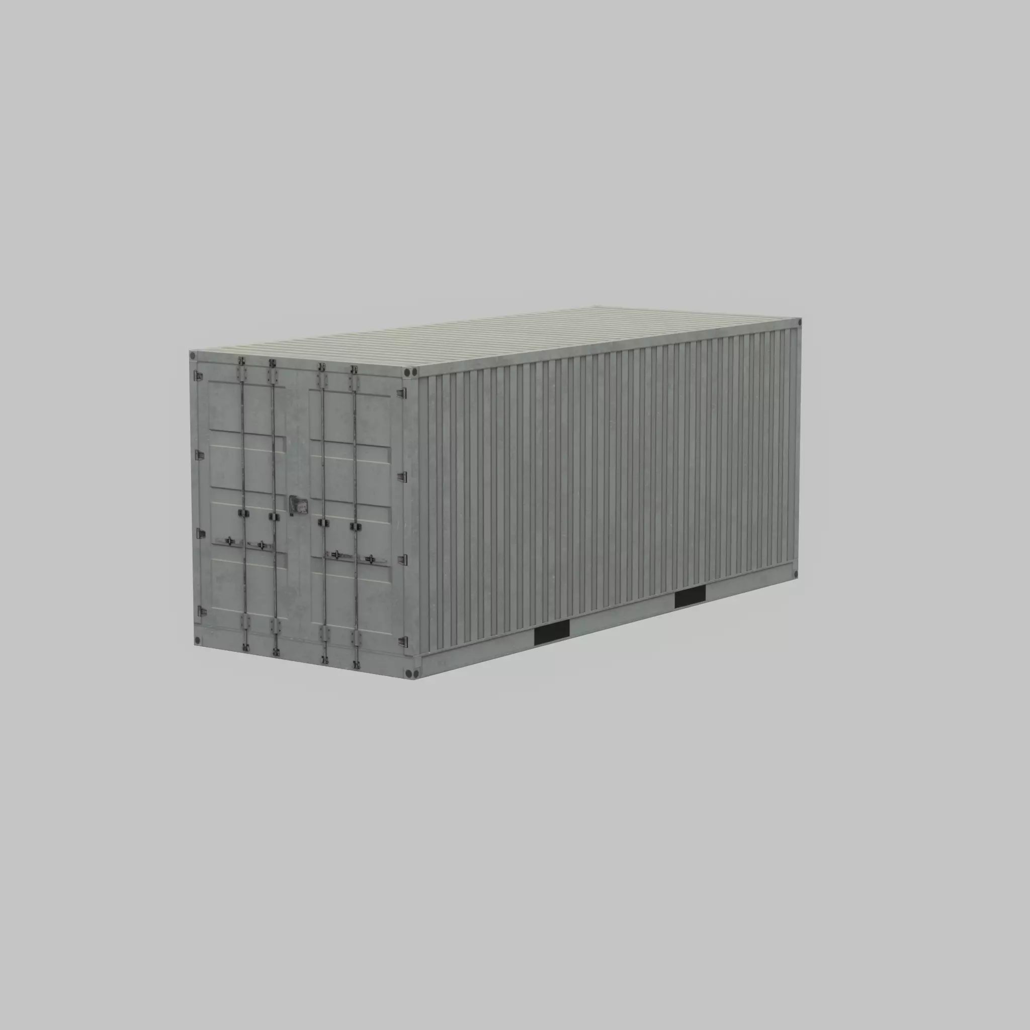 Shipping-Container light gray 20ft Low-poly 3D model_30