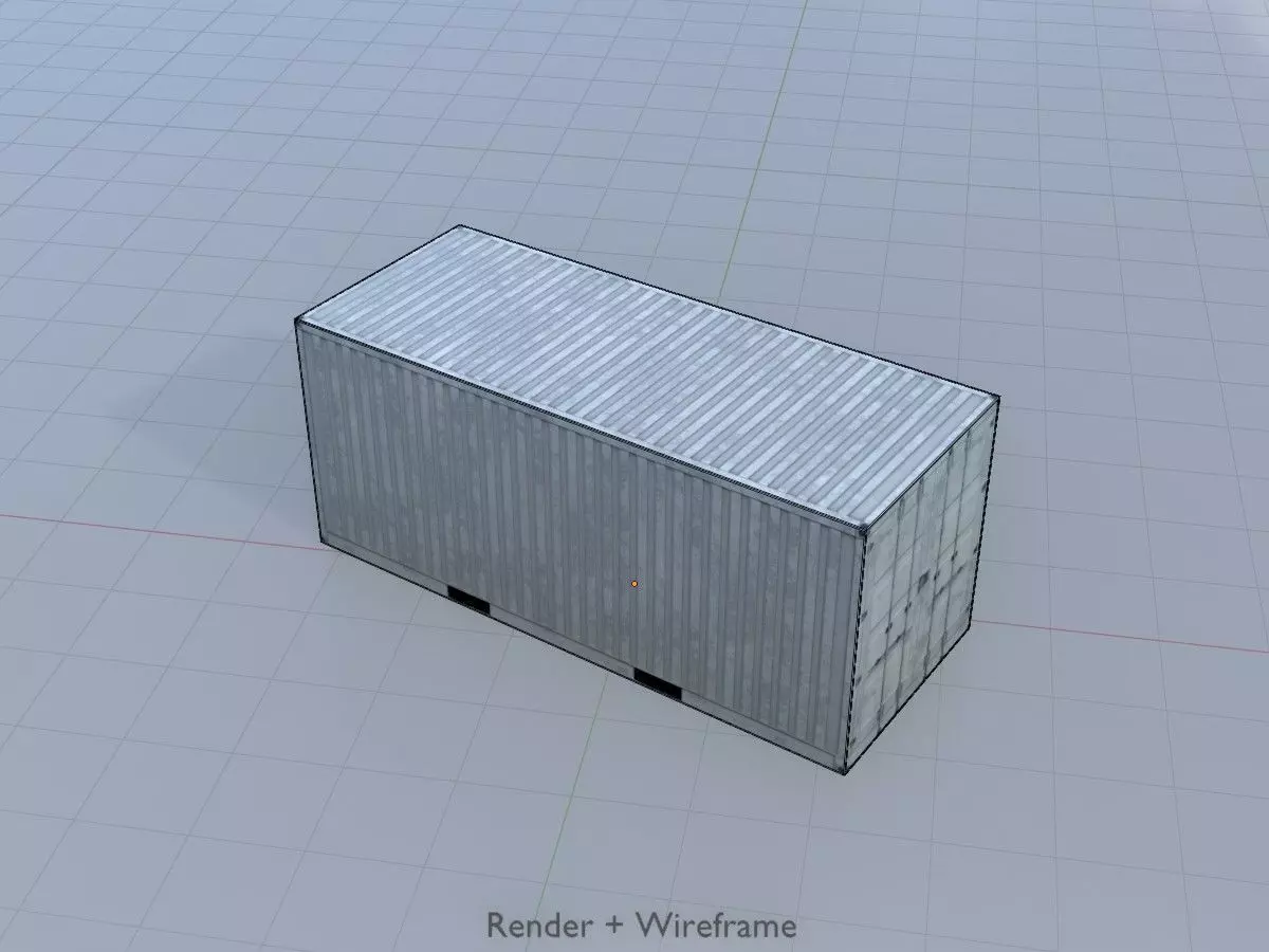 Shipping-Container light gray 20ft Low-poly 3D model_6