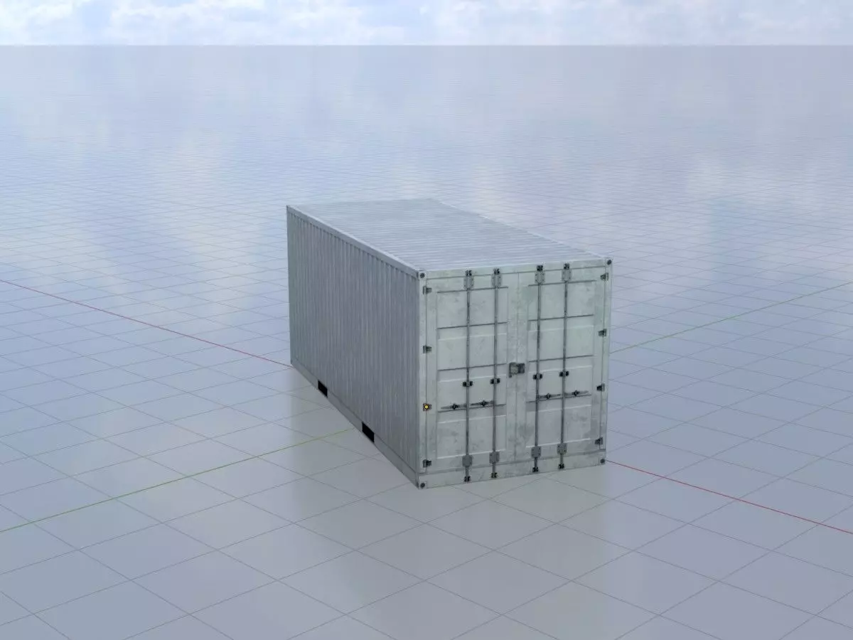 Shipping-Container light gray 20ft Low-poly 3D model_0