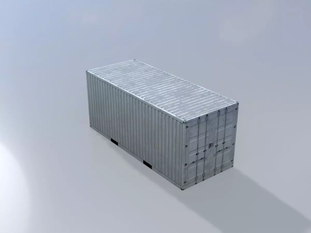 Shipping-Container light gray 20ft Low-poly 3D model_3