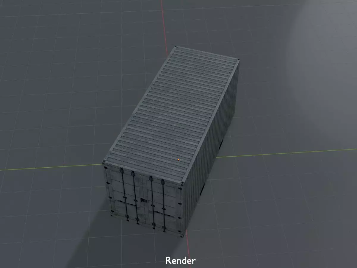 Shipping-Container light gray 20ft Low-poly 3D model_17