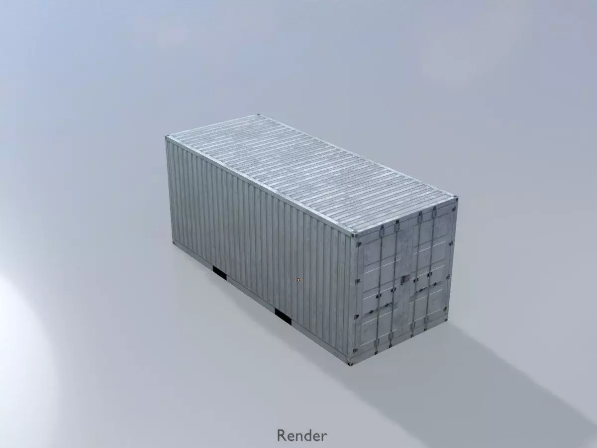Shipping-Container light gray 20ft Low-poly 3D model_16
