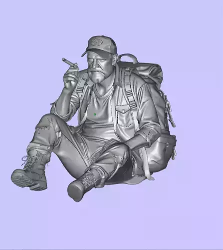 Wasteland old man sitting on the ground