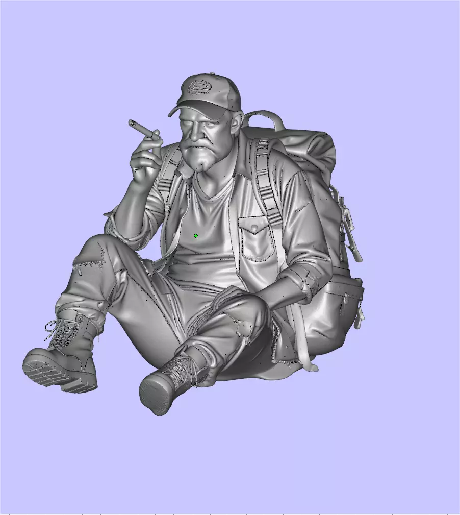 Wasteland old man sitting on the ground 3D print model
